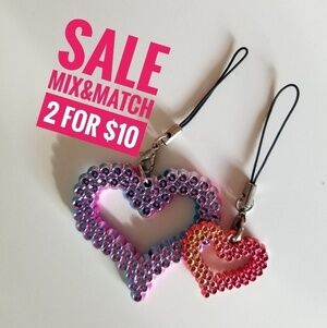 Brand New Set of 2 Heart Shaped Phone Chain